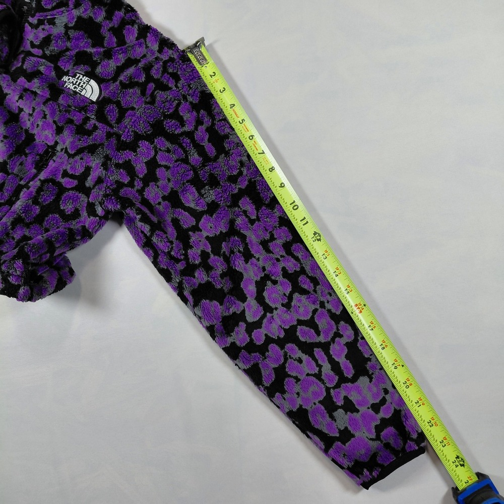 The North Face Womens Purple Leopard Print Cropped Fleece Osito Hoodie Small - Picture 13 of 14